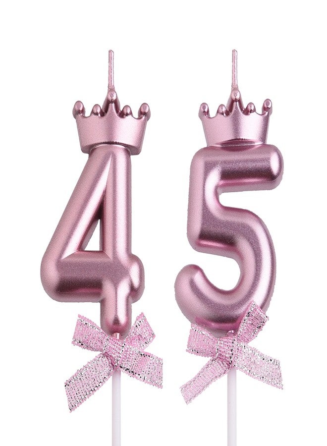 VSHILI 45th 54th Birthday Candles, Rose Gold 54 45 Year Old Number Birthday Candles, Happy Birthday Party Cake Topper Decoration Gifts for Women Men - Image 1